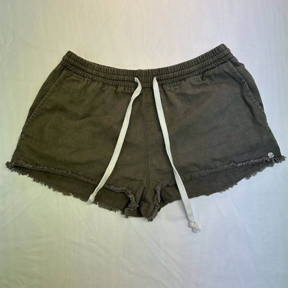 Volcom Olive Green Drawstring Jean Shorts